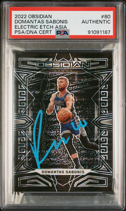 2022 Panini Obsidian #80 Domantas Sabonis Electric Etch Asia Auto PSA/DNA