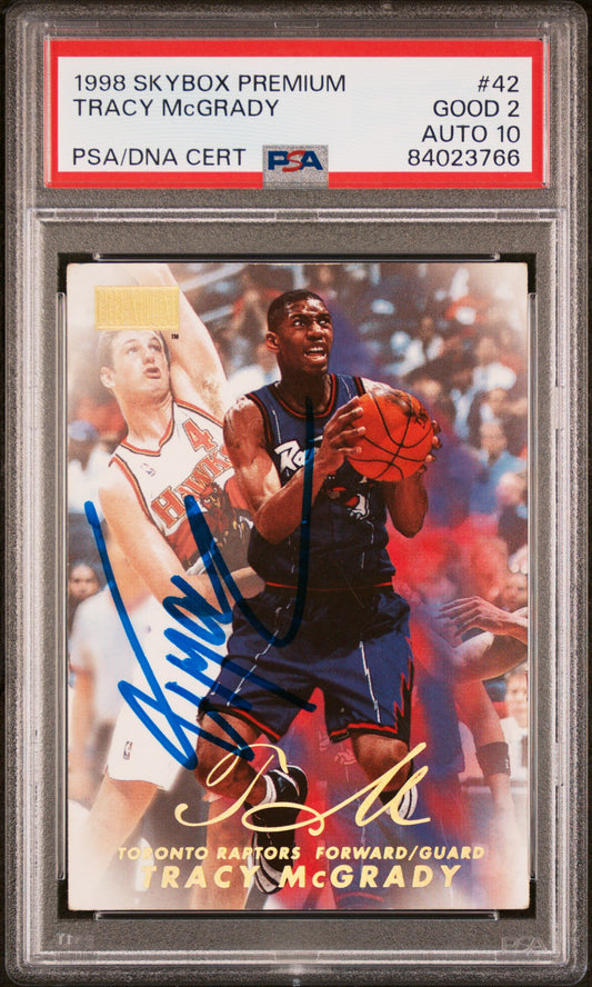 1998-99 SkyBox Premium #42 Tracy McGrady Auto PSA 2/Auto 10