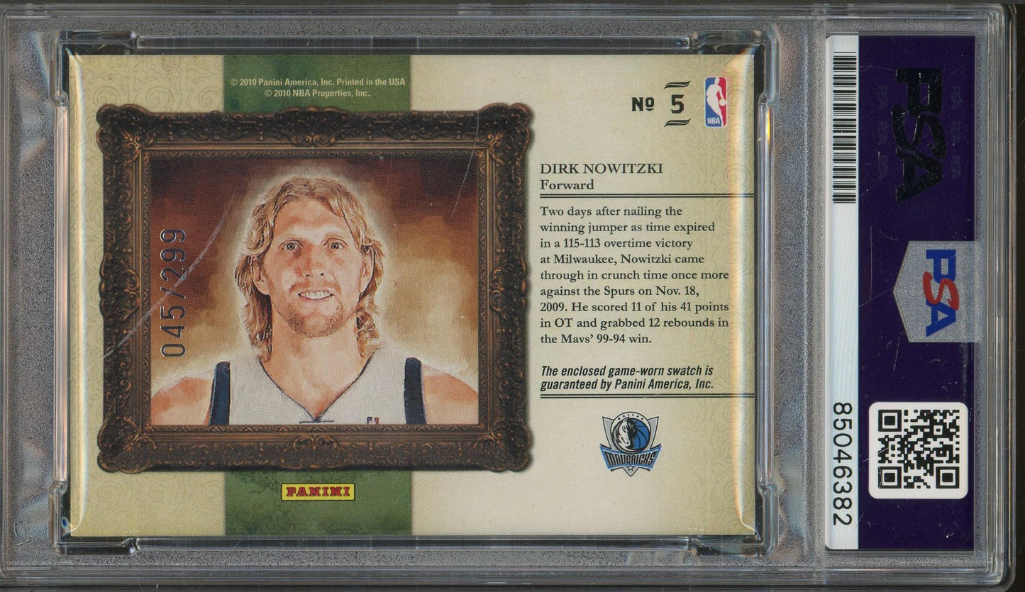 2009-10 Panini Court Kings #5 Dirk Nowitzki Portraits Materials Auto PSA Authentic #/299