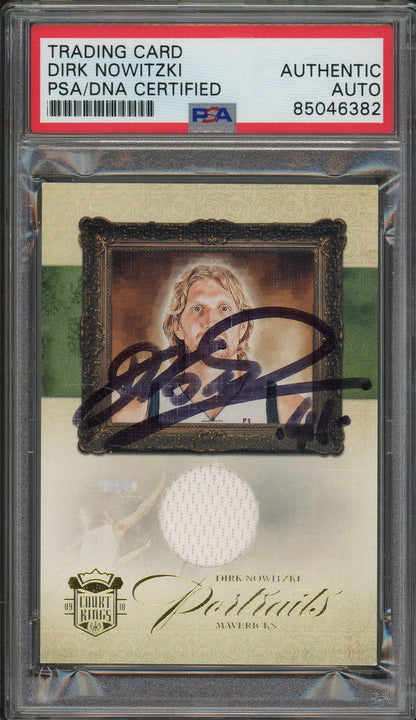 2009-10 Panini Court Kings #5 Dirk Nowitzki Portraits Materials Auto PSA Authentic #/299