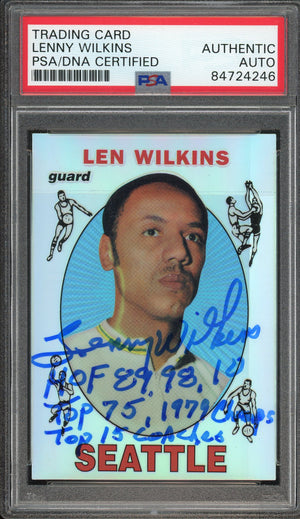 1996 Stadium Club Finest #44 Lenny Wilkens Reprint - Refractor Auto PSA Authentic