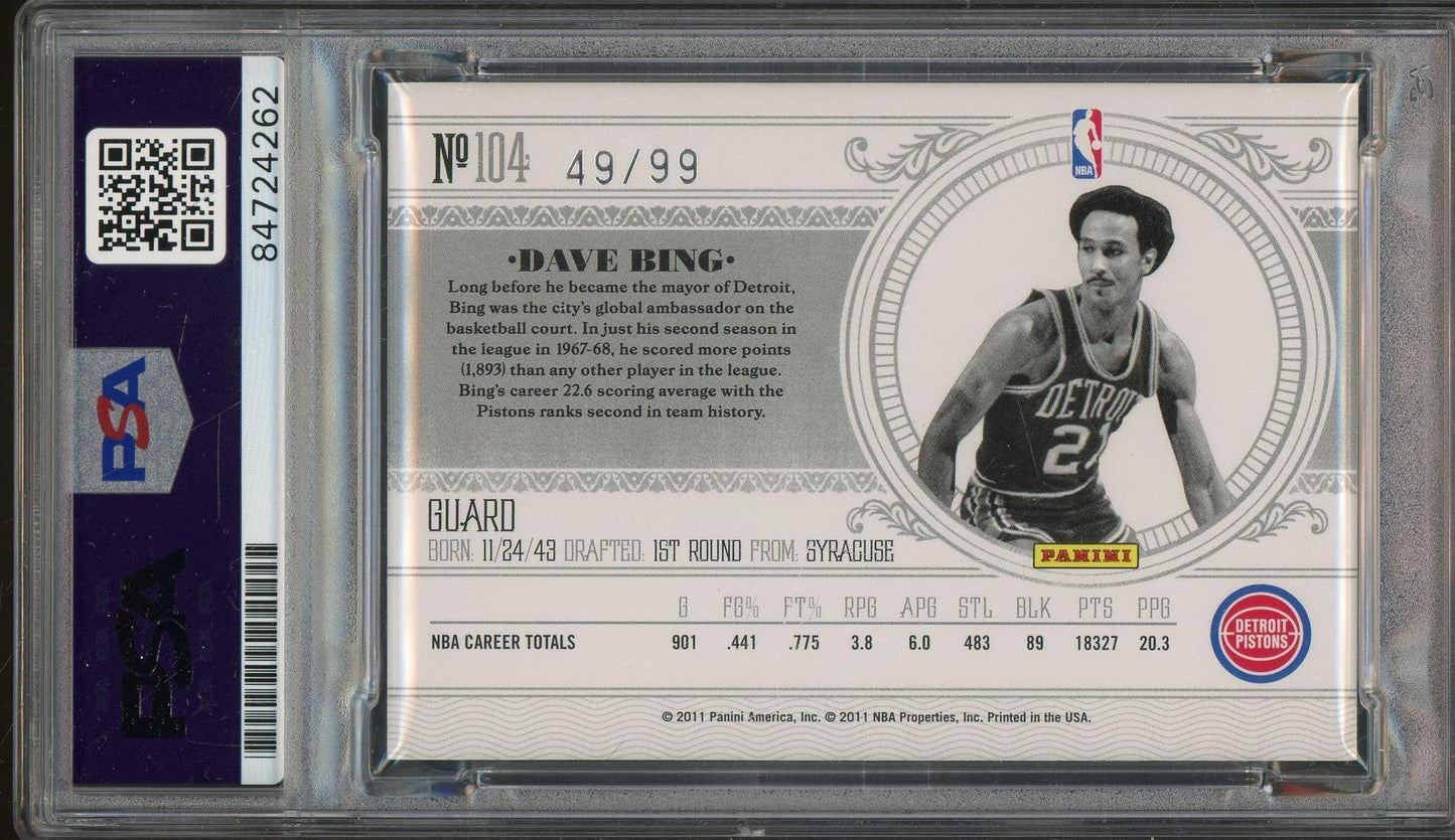 2011 Panini National Treasures #104 Dave Bing Auto Inscription /99 PSA/DNA (4262)