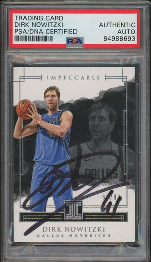 2017-18 Panini Impeccable #28 Dirk Nowitzki Auto /99 PSA/DNA Authentic
