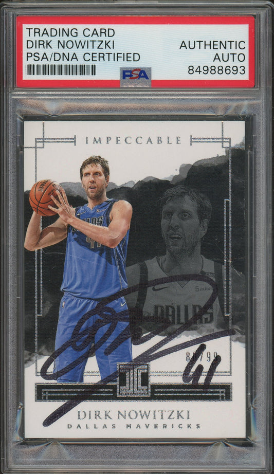 2017-18 Panini Impeccable #28 Dirk Nowitzki Auto /99 PSA/DNA Authentic