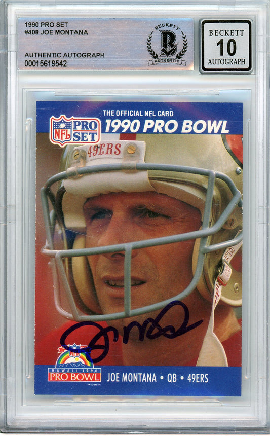 1990 Pro Set #408 Joe Montana Auto BGS 10 (Auto Grade)