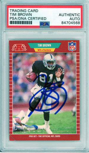 1989 Pro Set #183 Tim Brown Auto ROOKIE PSA Authentic