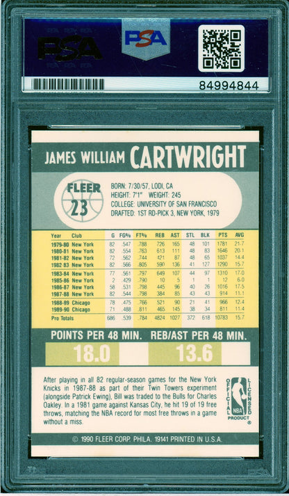 1990 Fleer Bill Cartwright Auto PSA Authentic (4844)