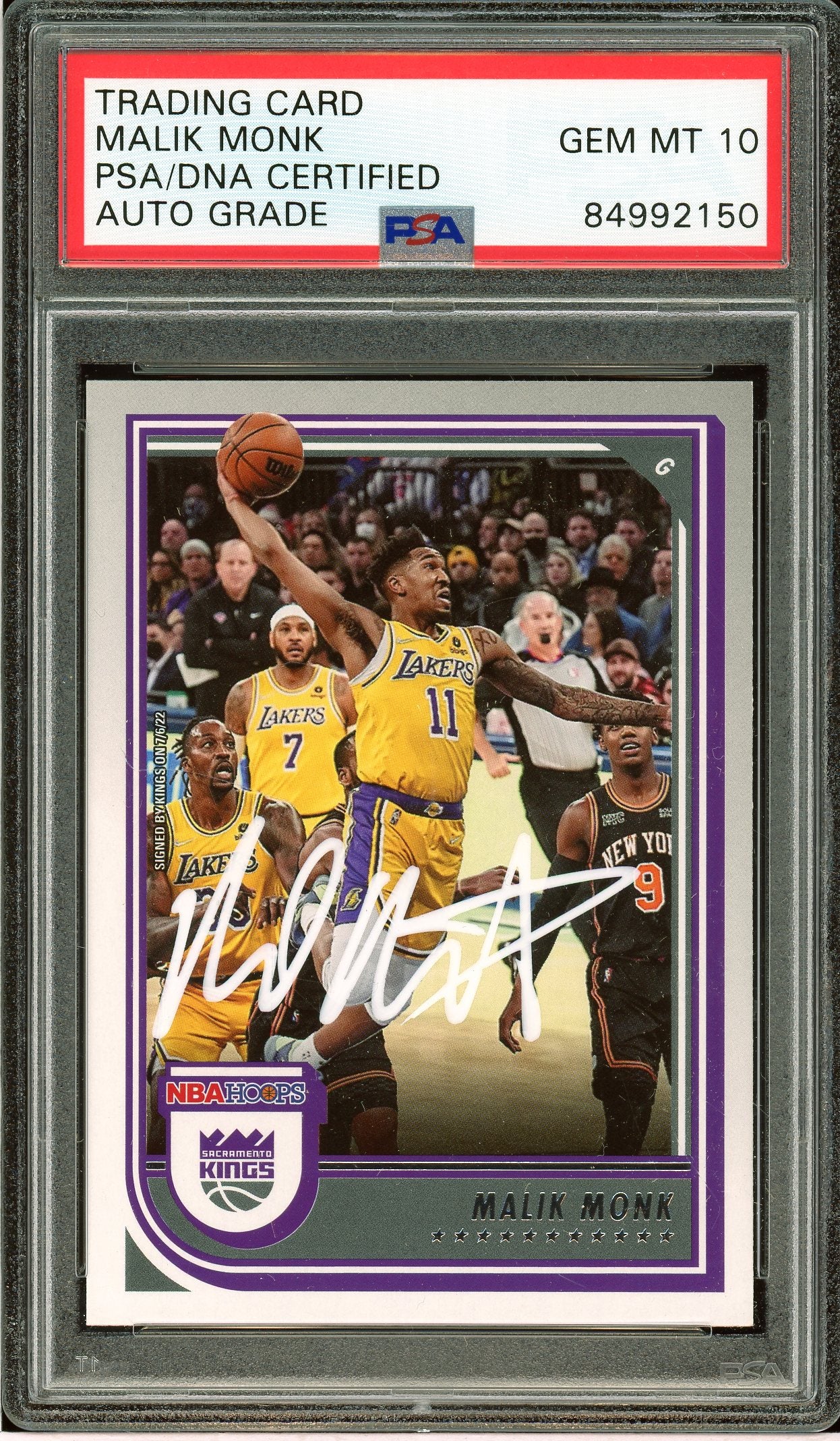 2022-23 Hoops #162 Malik Monk Auto PSA 10 - Auto Grade (2150)