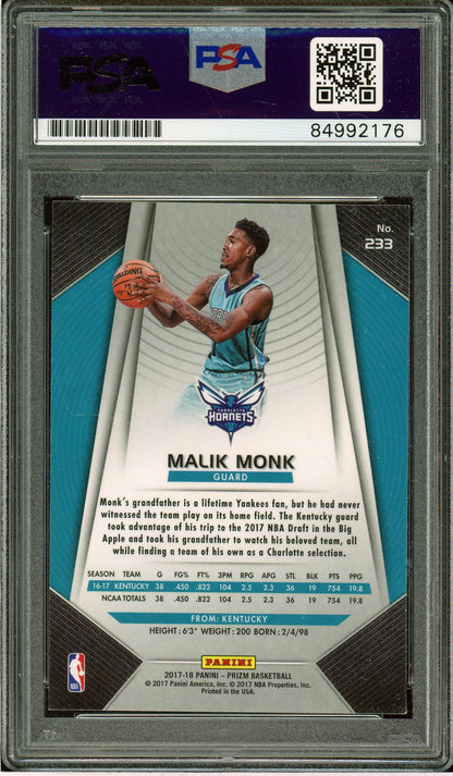 2017-18 Panini Prizm #233 Malik Monk Rookie Auto PSA Authentic (2176)