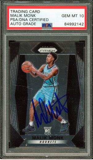2017-18 Panini Prizm Malik Monk Blue Ink Rookie Auto PSA 10 - Auto Grade