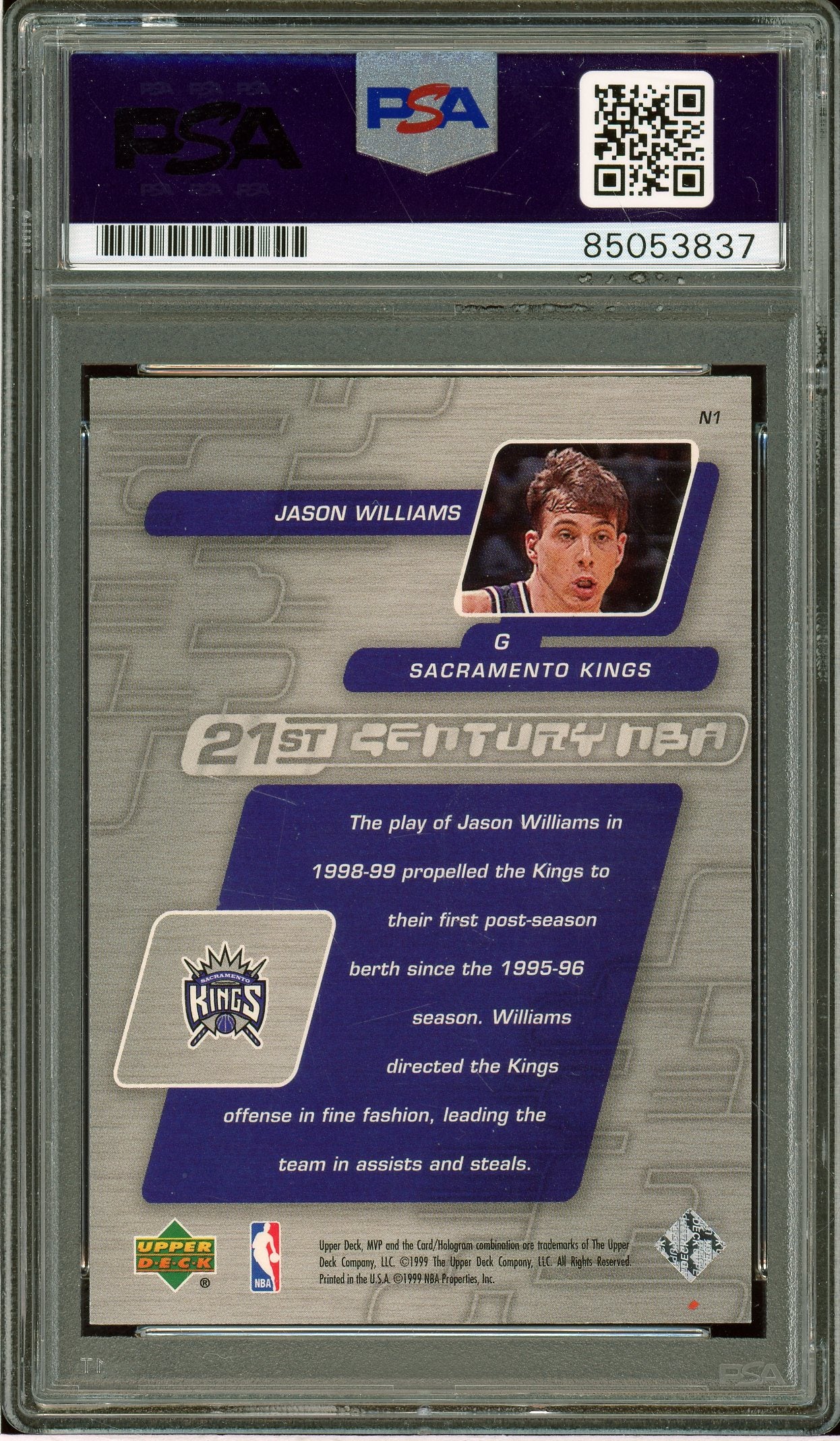 1999-00 Upper Deck MVP #N1 Jason Williams 21st Century NBA Auto PSA Authentic