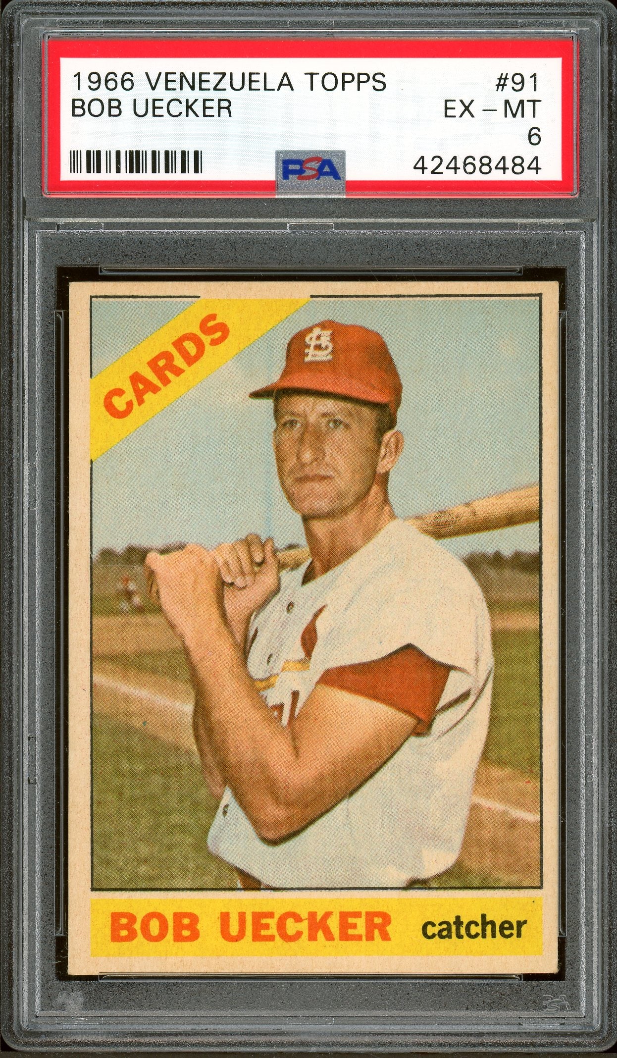 1966 Topps Venezuelan #91 Bob Uecker PSA 6 (POP 4)