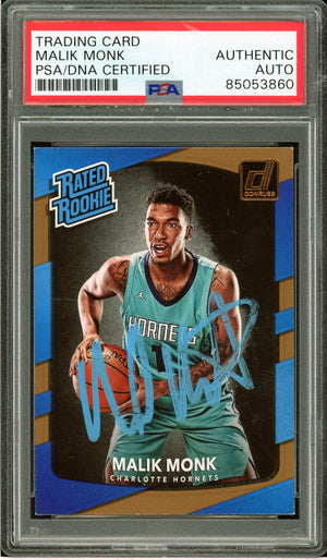 2017-18 Donruss #190 Malik Monk Rookie Auto PSA Authentic (QUANTITY AVAILABLE)