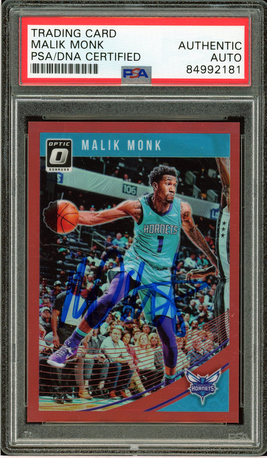 2018-19 Donruss Optic #28 Malik Monk Red Auto /99 PSA Authentic (2181)