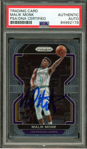 2021-22 Panini Prizm #56 Malik Monk Auto PSA Authentic
