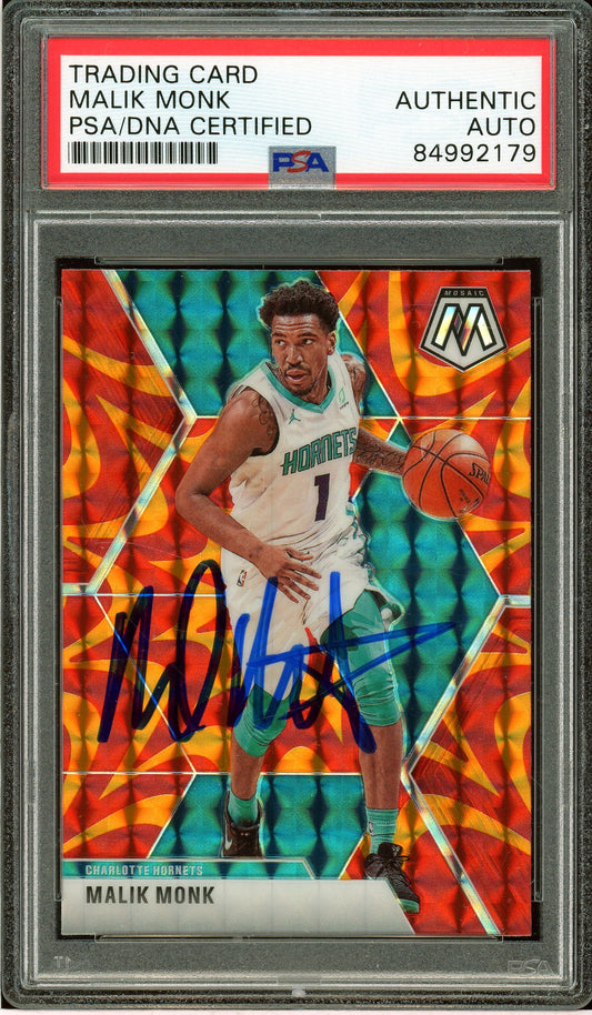 2019-20 Panini Mosaic #112 Malik Monk Reactive Orange Auto PSA Authentic (2179)