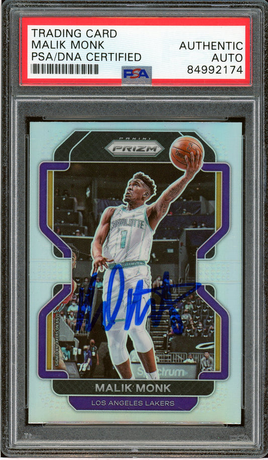 2021-22 Panini Prizm #56 Malik Monk Silver Auto PSA Authentic (2174)