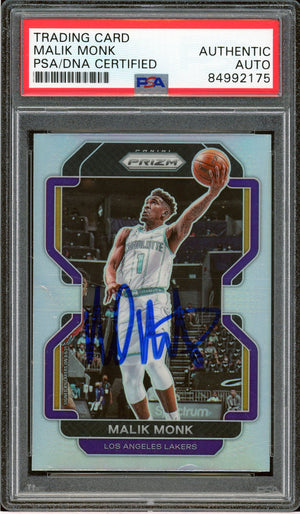 2021-22 Panini Prizm #56 Malik Monk Silver Auto PSA Authentic