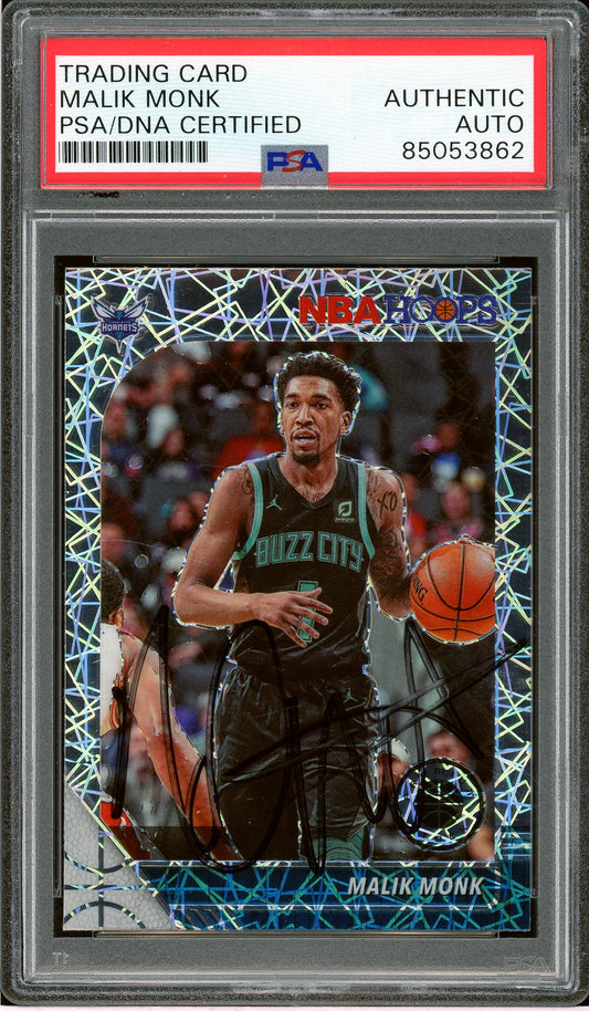 2019-20 Hoops Premium Stock #264 Malik Monk Prizm Silver Laser Auto PSA/DNA