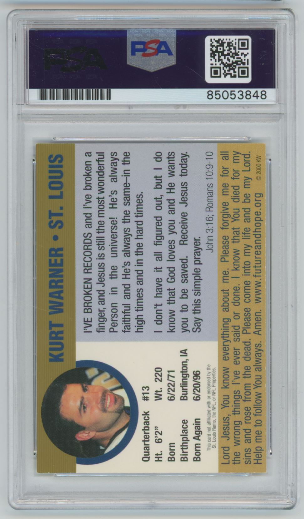 2000 Collector's Series Kurt Warner Auto - PSA/DNA