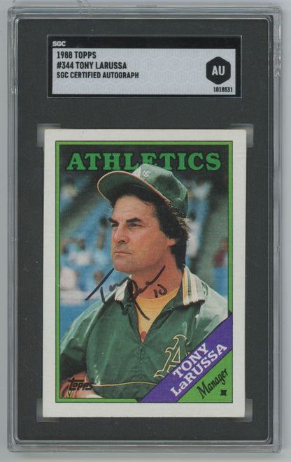 1988 Topps Tony Larussa Auto - SGC Authentic