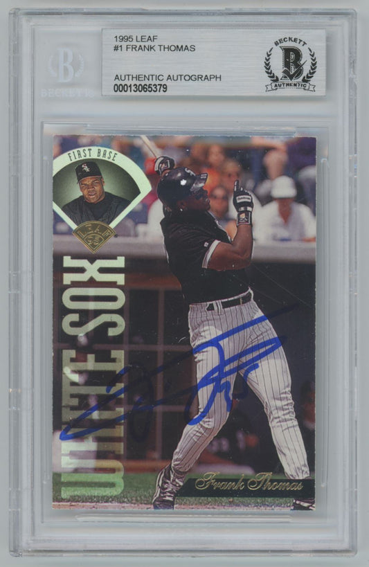 1995 Leaf #1 Frank Thomas Auto - Beckett Authentic