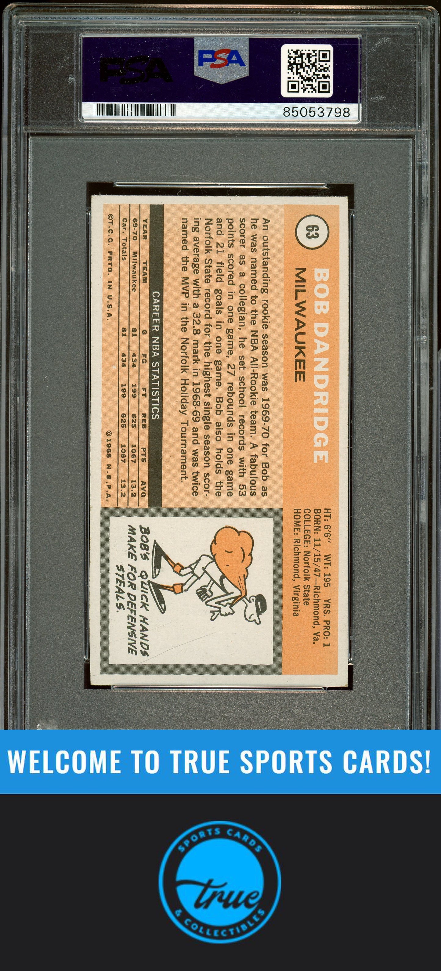 1970-71 Topps #63 Bob Dandridge Auto Grade PSA 10 (3798)