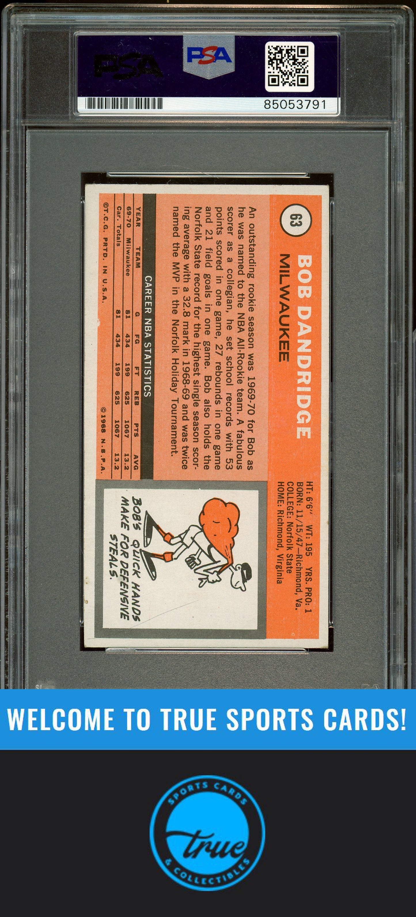 1970-71 Topps #63 Bob Dandridge Auto Grade PSA 10 (3791)