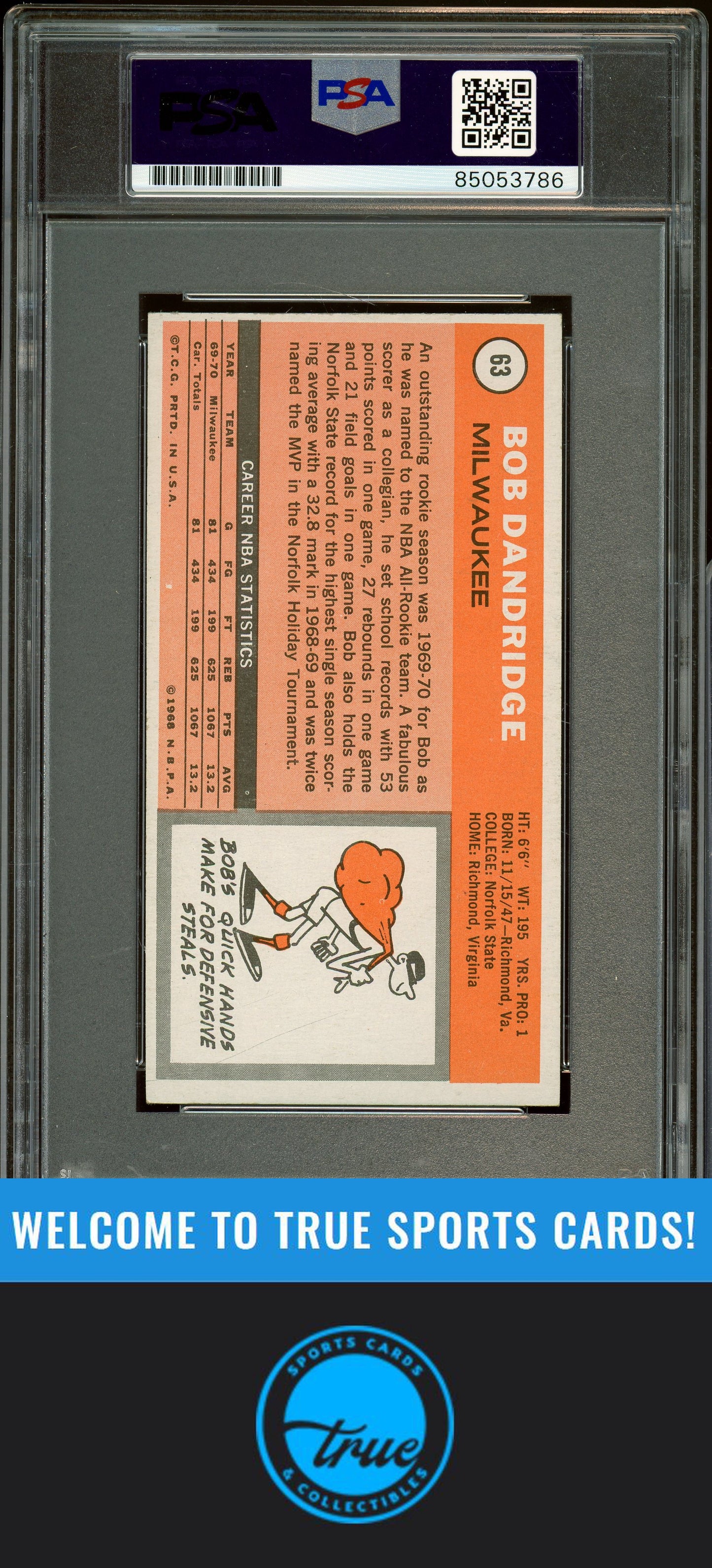 1970-71 Topps #63 Bob Dandridge Auto Grade PSA 10 (3786)