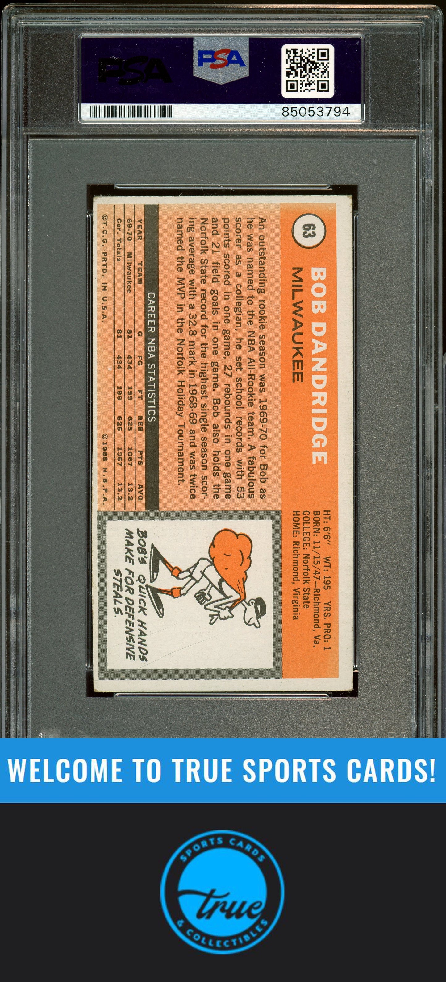 1970-71 Topps #63 Bob Dandridge Auto Grade PSA 10 (3794)