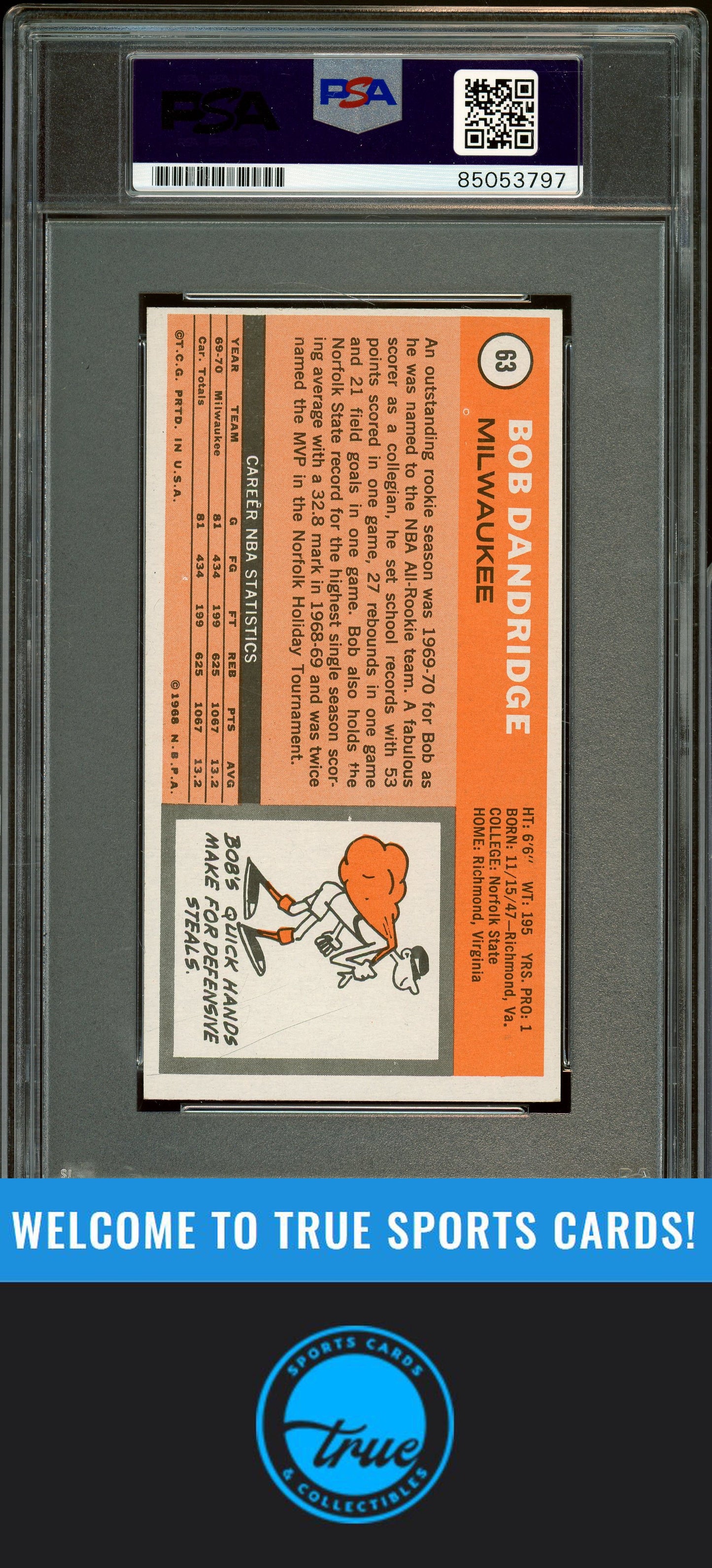 1970-71 Topps #63 Bob Dandridge Auto Grade PSA 10 (3797)