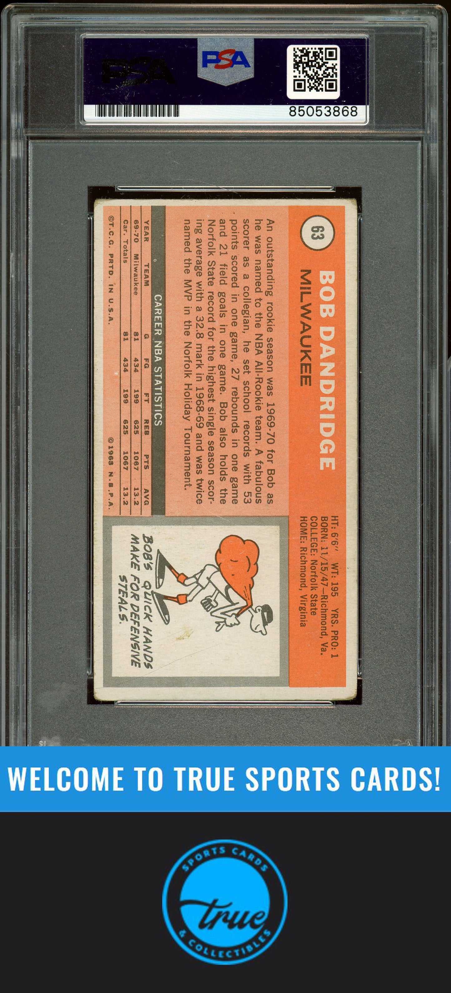 1970-71 Topps #63 Bob Dandridge Rookie Auto PSA Authentic (3868)