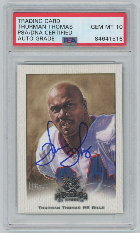 2002 Donruss Gridiron Kings Thurman Thomas Auto GRADE 10 - PSA/DNA