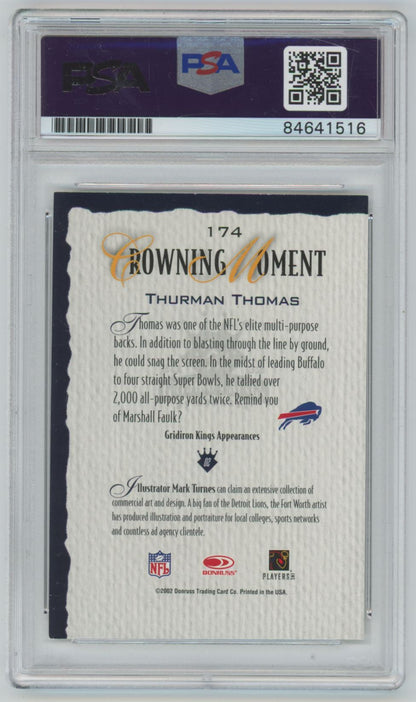 2002 Donruss Gridiron Kings Thurman Thomas Auto GRADE 10 - PSA/DNA