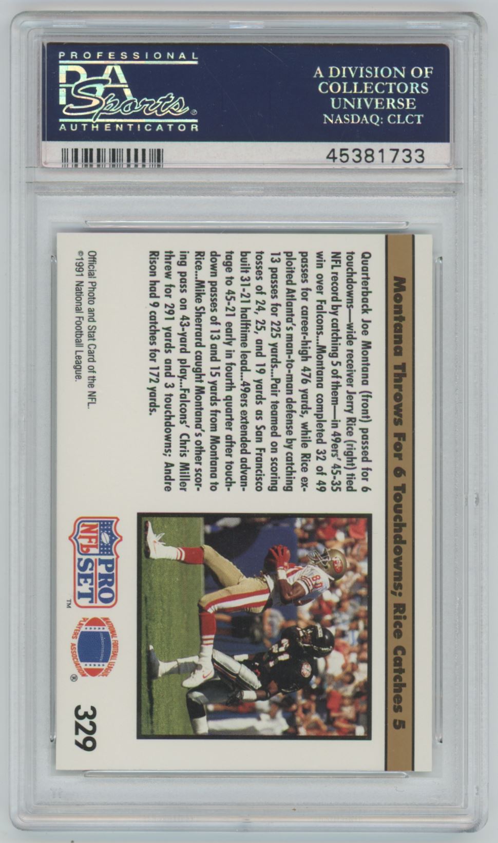 1991 Pro Set Joe Montana #329 - PSA 10