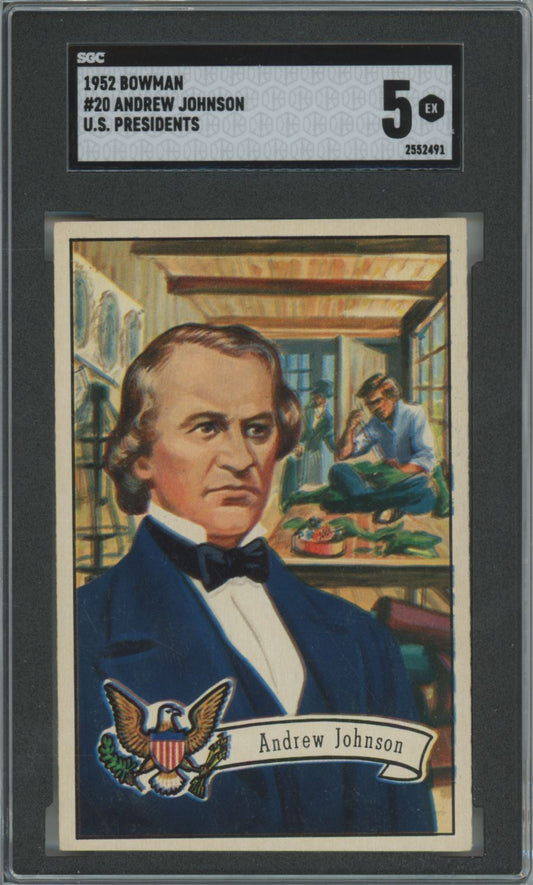 1952 Bowman Andrew Johnson #20 U.S. Presidents - SGC 5