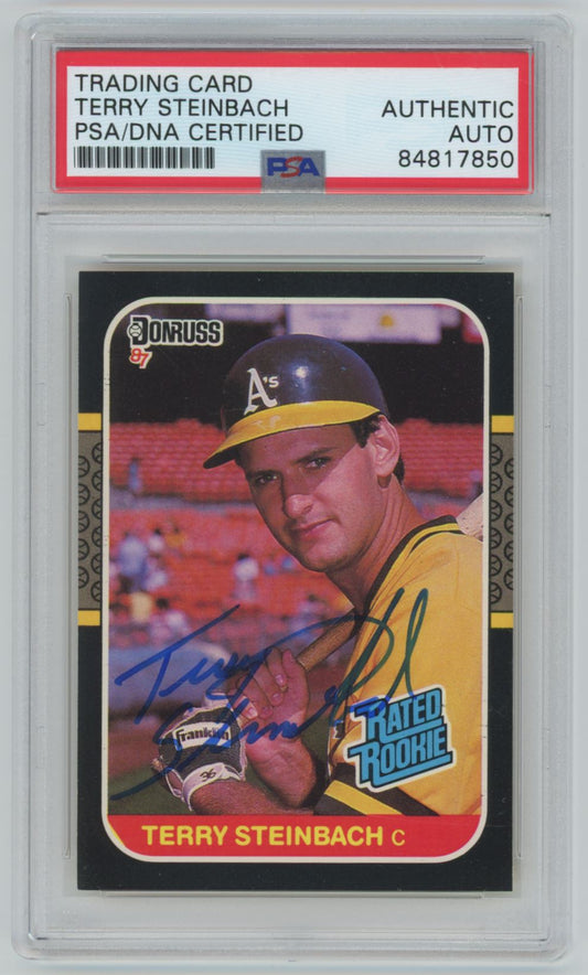 1987 Donruss Rated Rookie Terry Steinbach #34 Auto - PSA/DNA