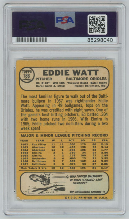 1968 Topps Eddie Watt Auto - PSA/DNA Authentic (8040)