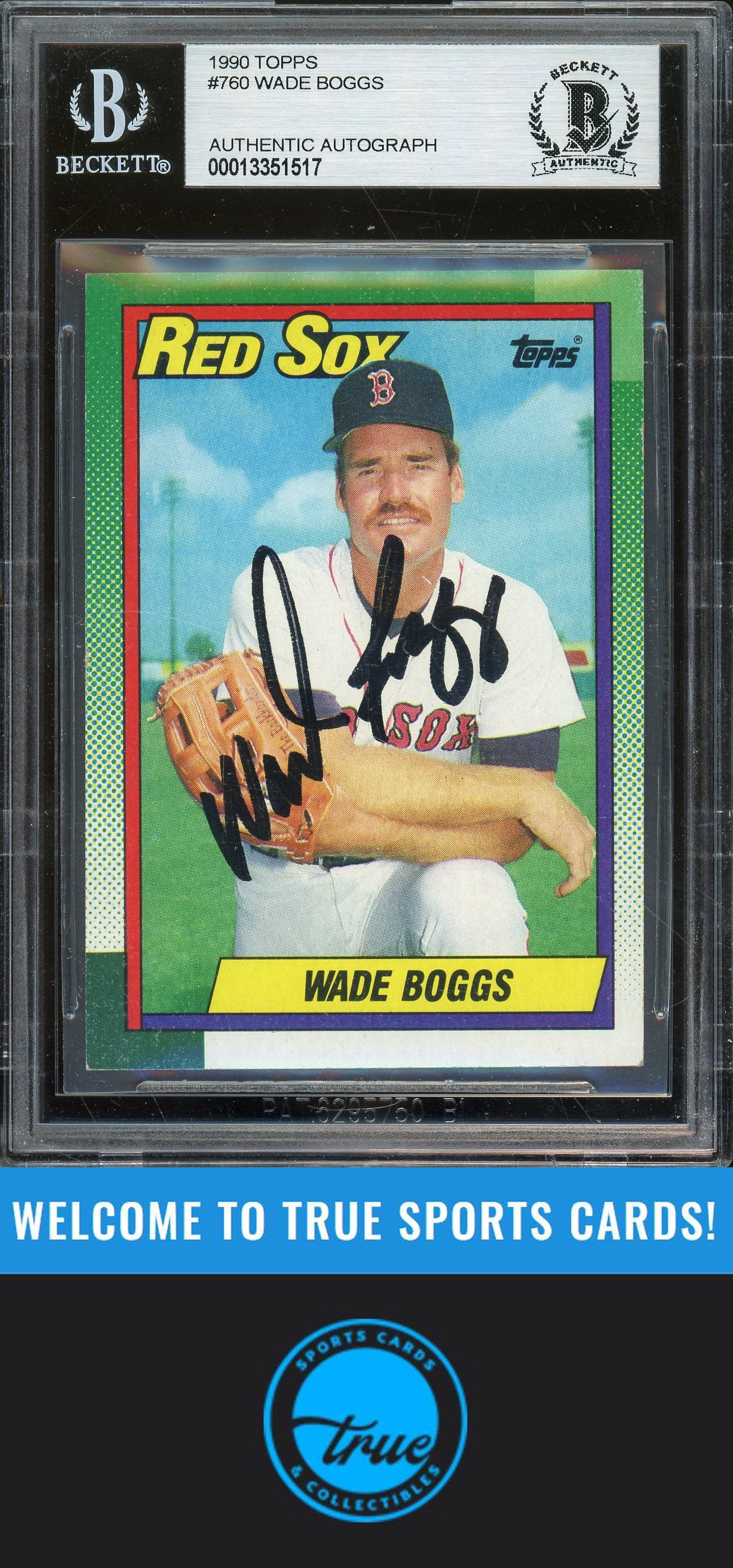 1990 Topps #760 Wade Boggs Auto BGS Authentic