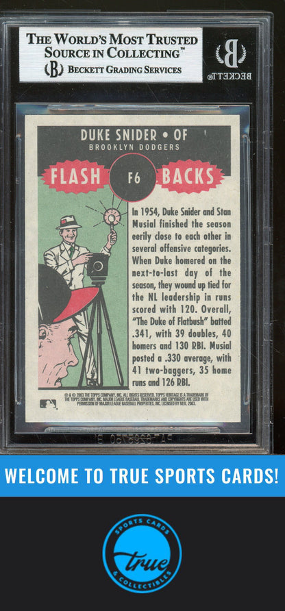 2003 Topps Heritage #F6 Duke Snider Flashbacks Auto BGS Authentic