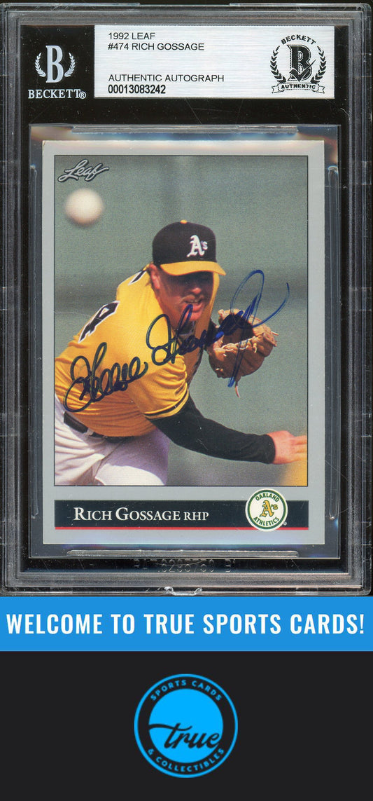 1992 Leaf #474 Rich Gossage Auto BGS Authentic