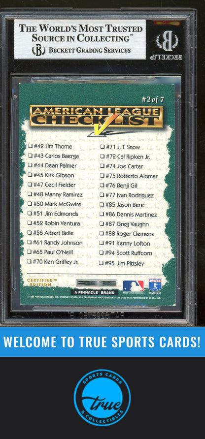 1995 Select Certified #2 American League Checklist Checklists Auto BGS Authentic