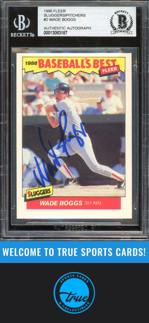 1986 Fleer Baseball's Best Sluggers/Pitchers #2 Wade Boggs Auto BGS Authentic