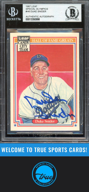 1987 Leaf Candy City Team Hall of Fame Greats #H6 Duke Snider Auto BGS Authentic