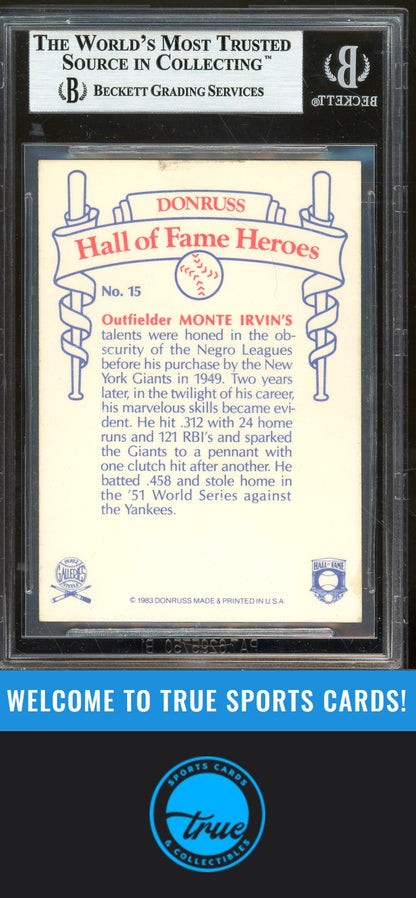 1983 Donruss Hall of Fame Heroes #15 Monte Irvin Auto BGS Authentic