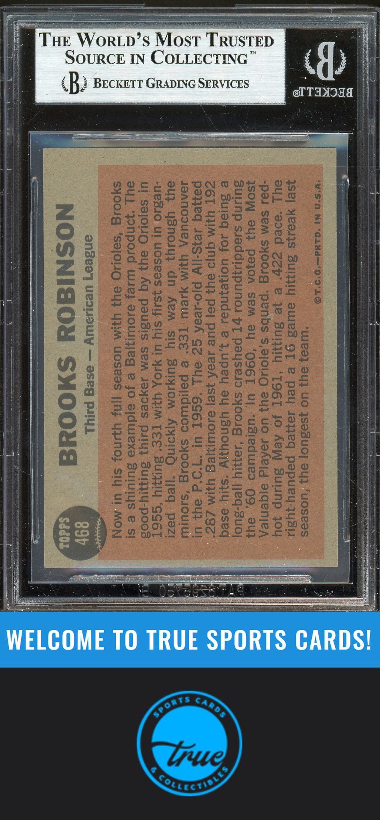 1962 Topps #468 Brooks Robinson Auto BGS Authentic