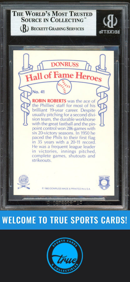 1983 Donruss Hall of Fame Heroes #41 Robin Roberts Auto BGS Authentic (0979)