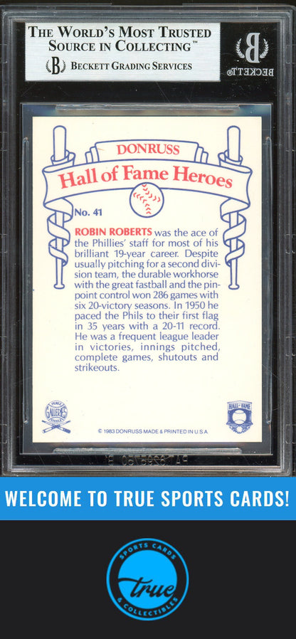 1983 Donruss Hall of Fame Heroes #41 Robin Roberts Auto BGS Authentic (0978)