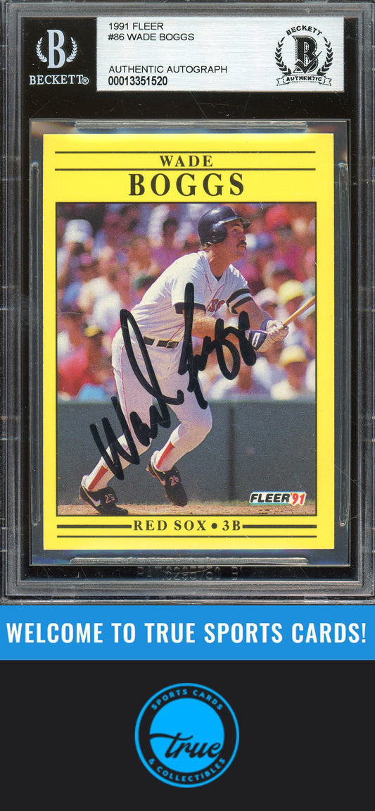1991 Fleer #86a Wade Boggs Auto BGS Authentic