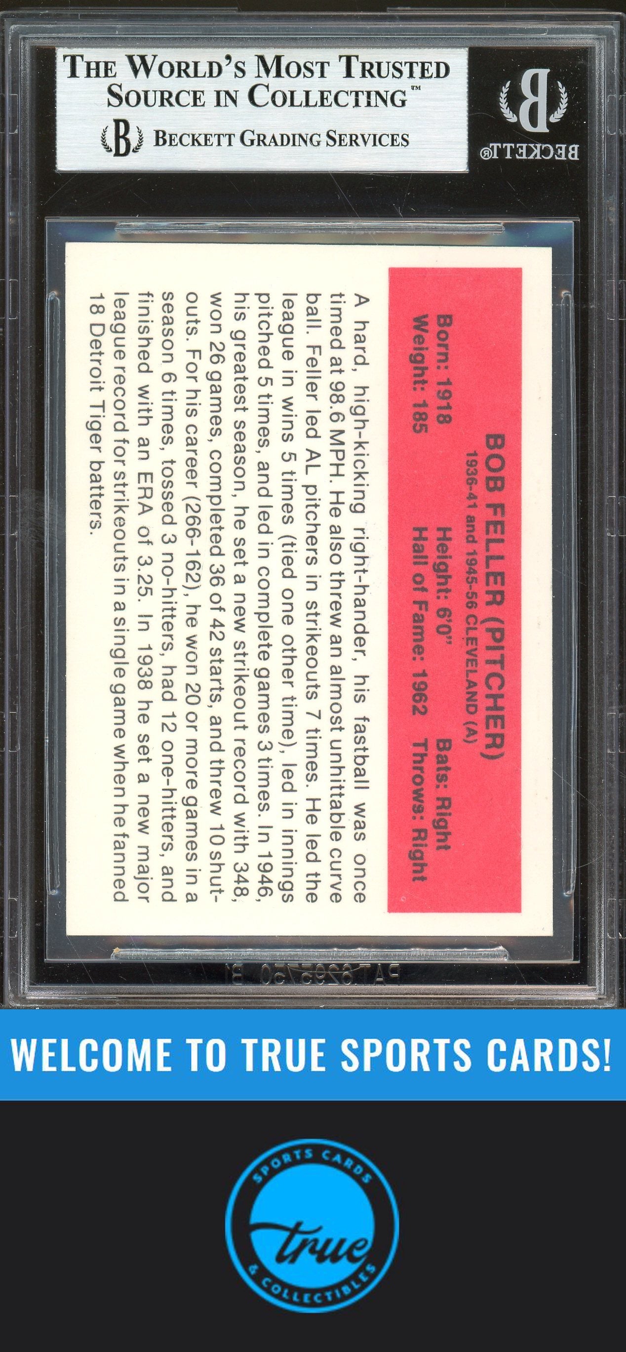 1987 Hygrade All-Time Greats #NNO Bob Feller Auto BGS Authentic